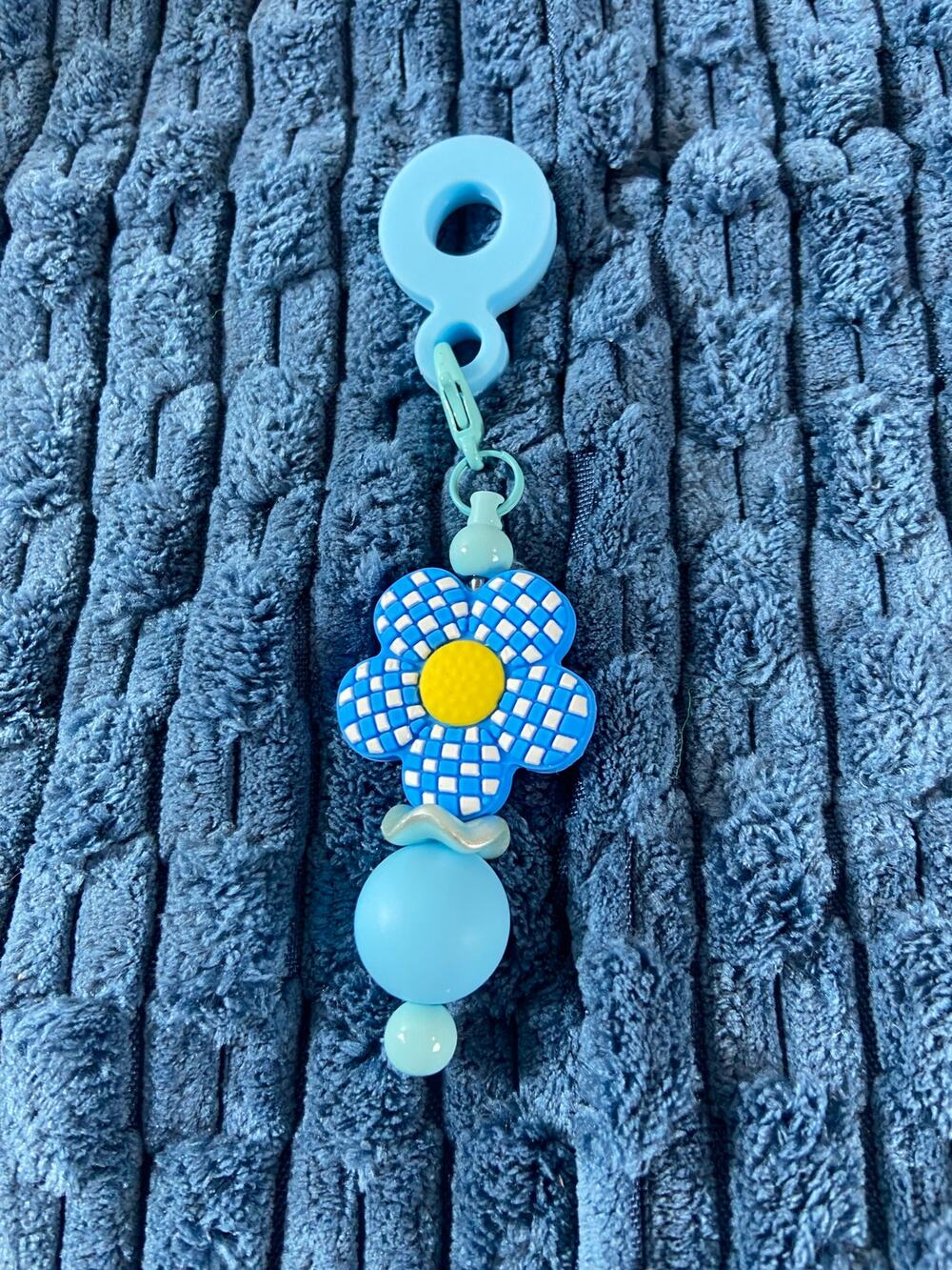 Blue flower straw charm